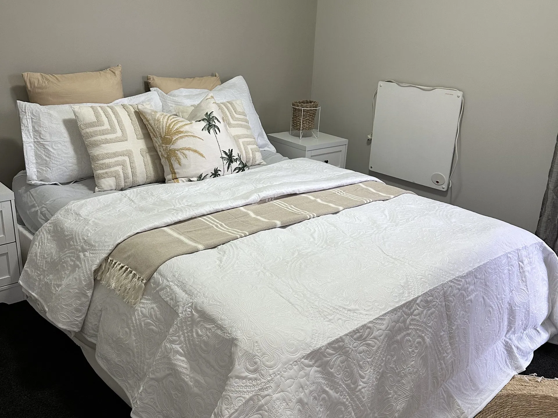 Styled small queen bedroom