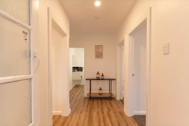 Staged hallway with console table