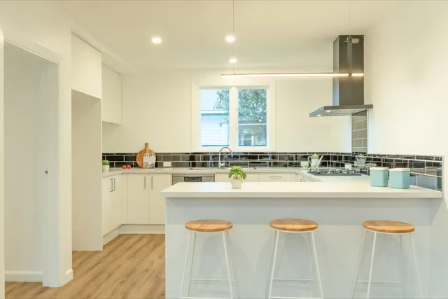 Staged kitchen with breakfast bar