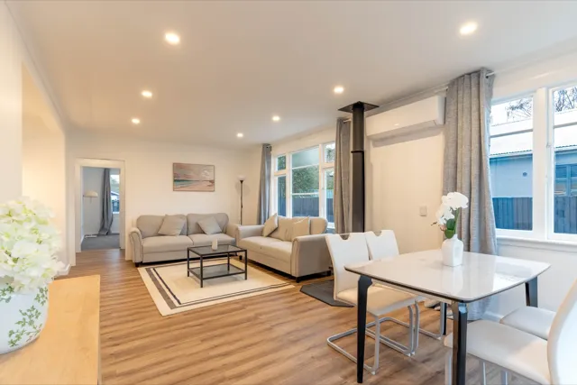 Staged open plan living and dining